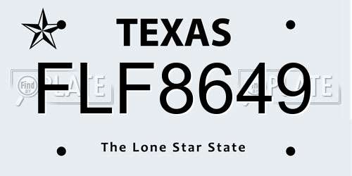 FLF8649 Texas License Plate