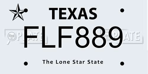 FLF889 Texas License Plate
