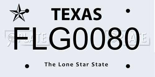 FLG0080 Texas License Plate