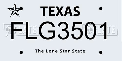 FLG3501 Texas License Plate