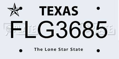 FLG3685 Texas License Plate