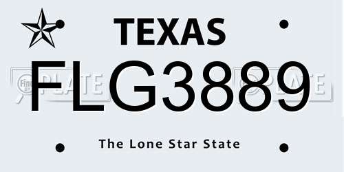 FLG3889 Texas License Plate