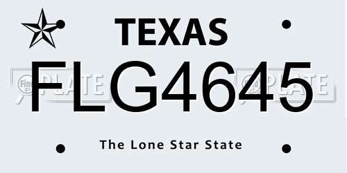 FLG4645 Texas License Plate