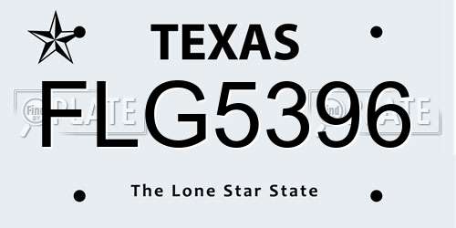 FLG5396 Texas License Plate