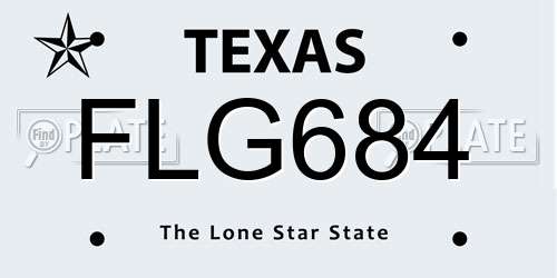 FLG684 Texas License Plate