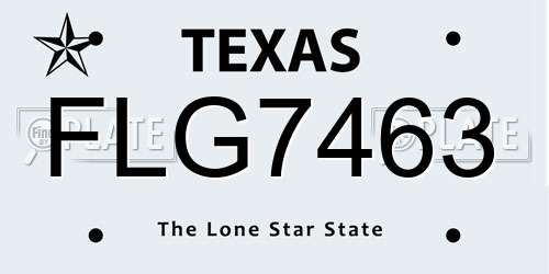 FLG7463 Texas License Plate
