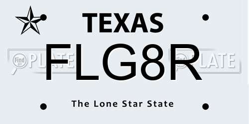 FLG8R Texas License Plate