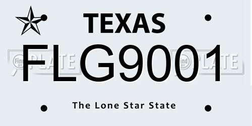 FLG9001 Texas License Plate