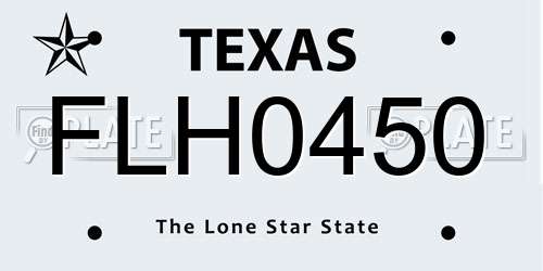 FLH0450 Texas License Plate
