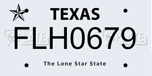 FLH0679 Texas License Plate