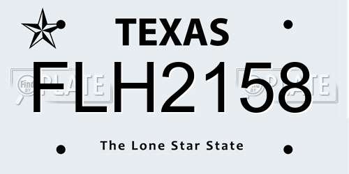 FLH2158 Texas License Plate