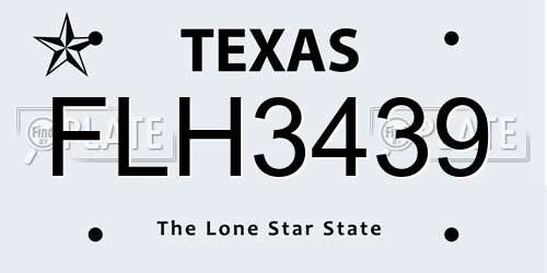 FLH3439 Texas License Plate