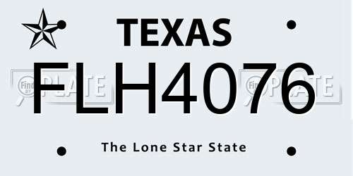 FLH4076 Texas License Plate