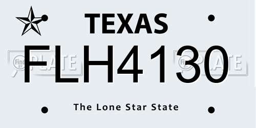 FLH4130 Texas License Plate