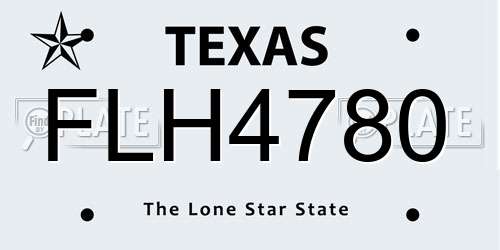 FLH4780 Texas License Plate