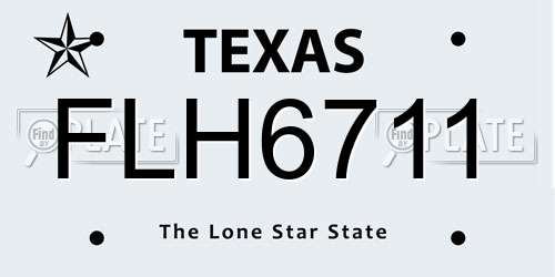 FLH6711 Texas License Plate