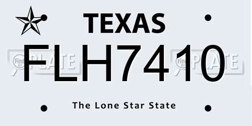 FLH7410 Texas License Plate