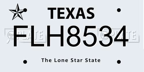 FLH8534 Texas License Plate