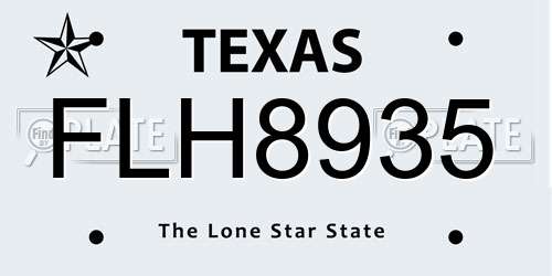 FLH8935 Texas License Plate