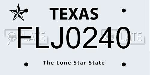 FLJ0240 Texas License Plate