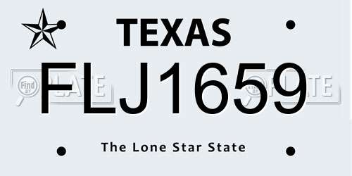 FLJ1659 Texas License Plate