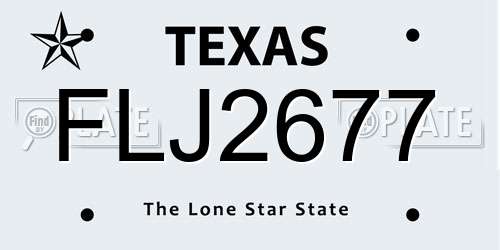FLJ2677 Texas License Plate