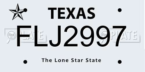 FLJ2997 Texas License Plate
