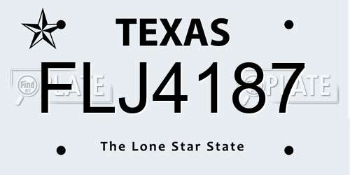 FLJ4187 Texas License Plate