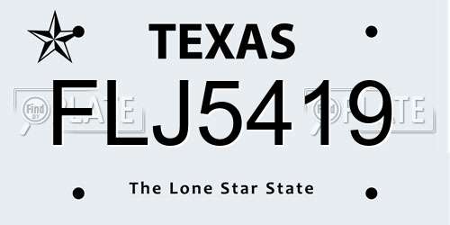 FLJ5419 Texas License Plate