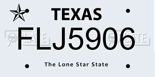 FLJ5906 Texas License Plate