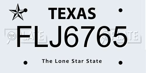 FLJ6765 Texas License Plate