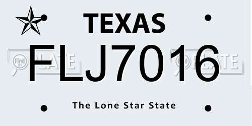 FLJ7016 Texas License Plate