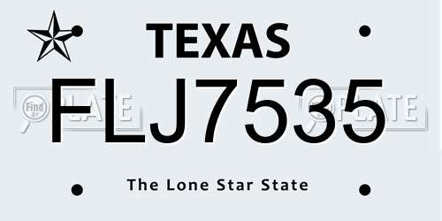 FLJ7535 Texas License Plate
