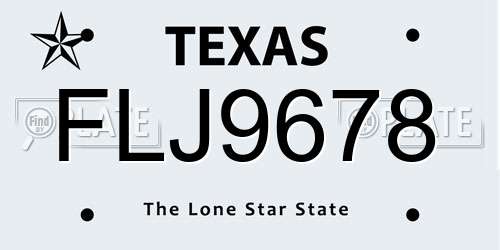 FLJ9678 Texas License Plate