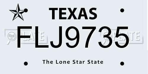 FLJ9735 Texas License Plate