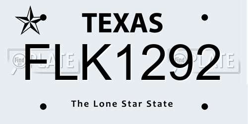 FLK1292 Texas License Plate