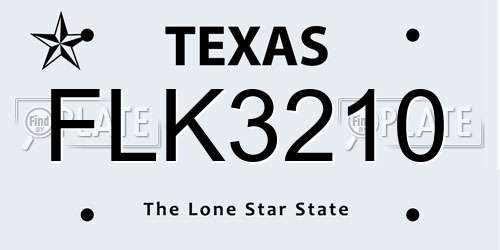 FLK3210 Texas License Plate