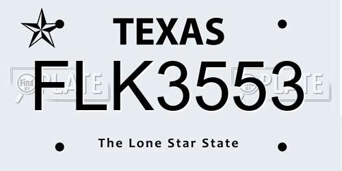 FLK3553 Texas License Plate