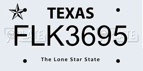 FLK3695 Texas License Plate