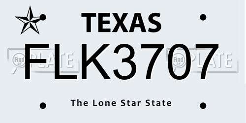 FLK3707 Texas License Plate