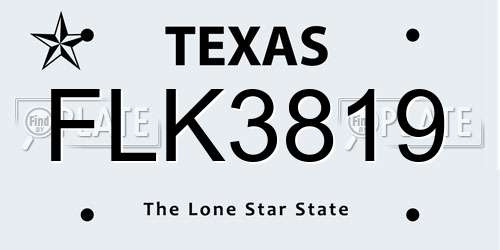 FLK3819 Texas License Plate