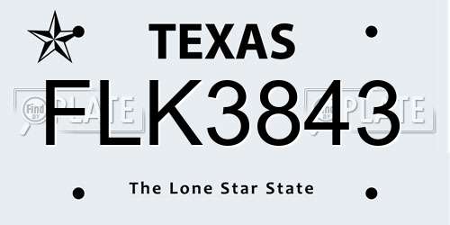 FLK3843 Texas License Plate