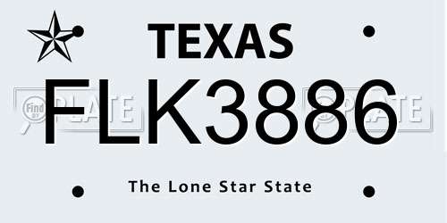 FLK3886 Texas License Plate