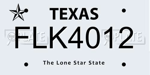 FLK4012 Texas License Plate