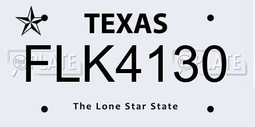 FLK4130 Texas License Plate