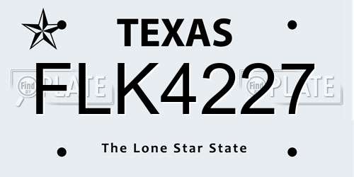 FLK4227 Texas License Plate