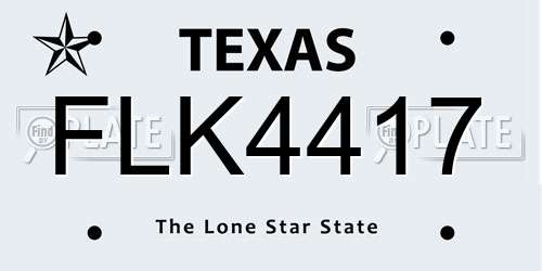 FLK4417 Texas License Plate