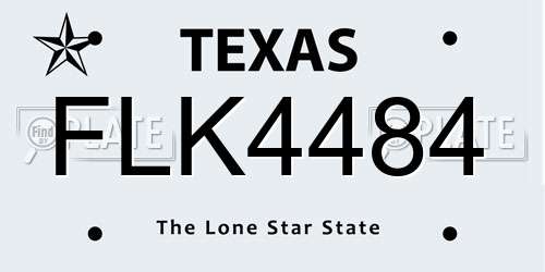 FLK4484 Texas License Plate