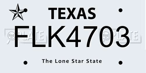 FLK4703 Texas License Plate