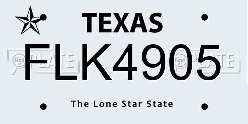 FLK4905 Texas License Plate